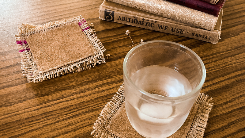 Sew Your Own Burlap and Leather Coasters