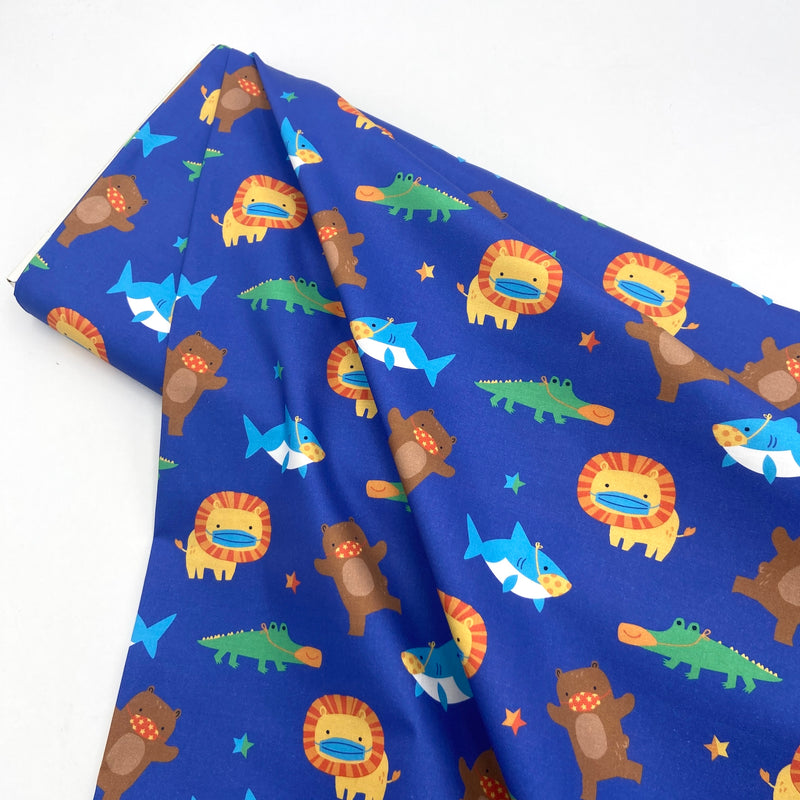 Animal Friends Blue | Mask Up | Quilting Cotton