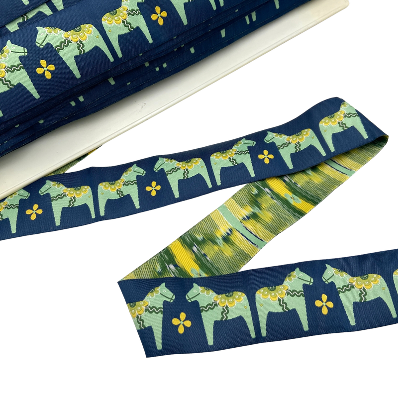 1.5" Blue Dala Horse | Jacquard Ribbon