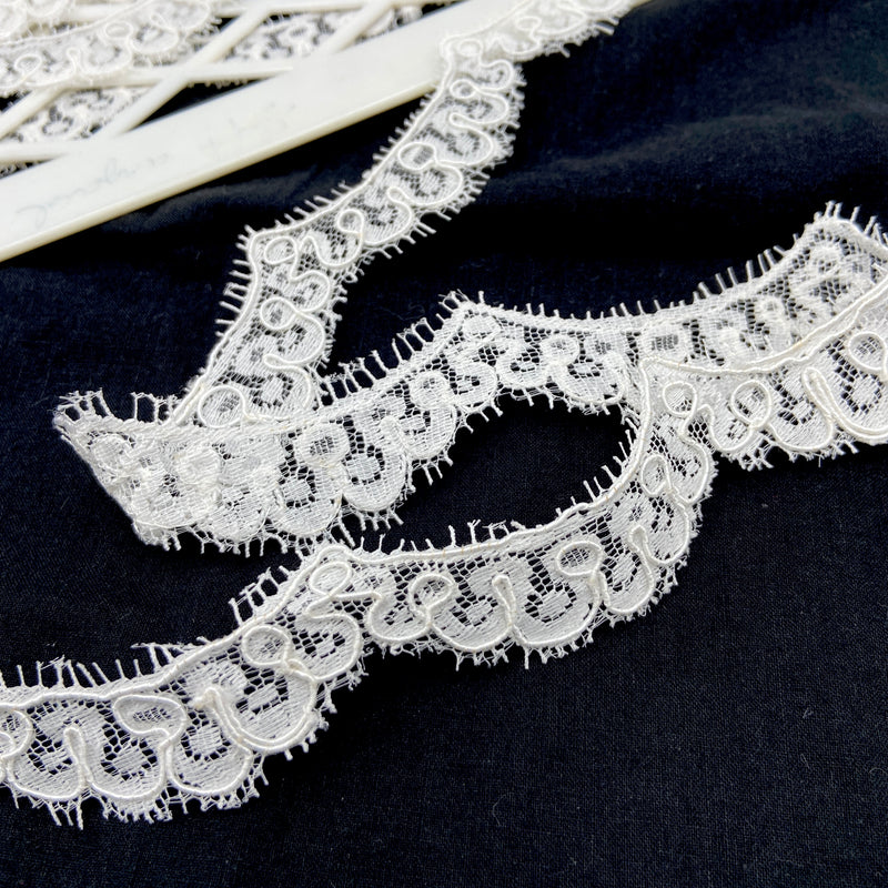 1.75" Our Song | Embroidered Mesh Corded Lace | White