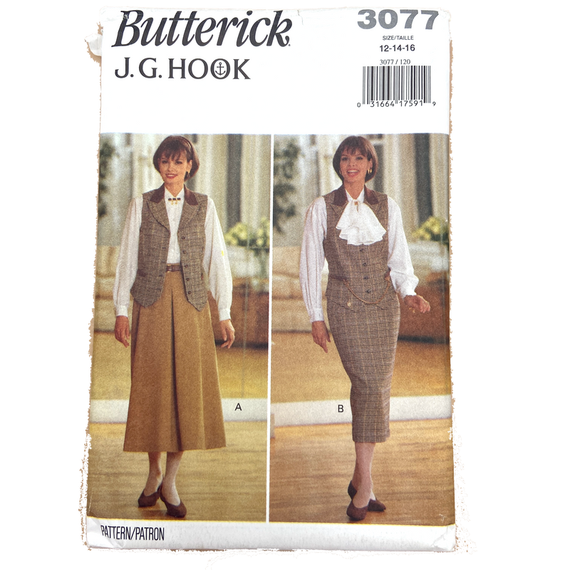 Butterick 3077 | Adult Vest and Skirt | Size 12-16