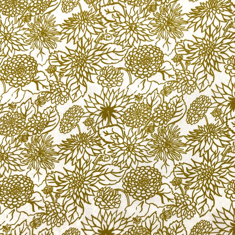 Dahlia Dream Ivory | In The Garden | Organic Quilting Cotton