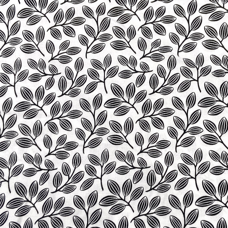 Leaf Black on White | Simply Neutral 2 | Quilting Cotton