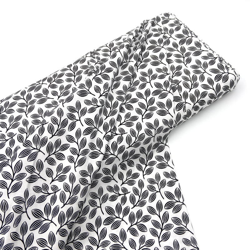 Leaf Black on White | Simply Neutral 2 | Quilting Cotton