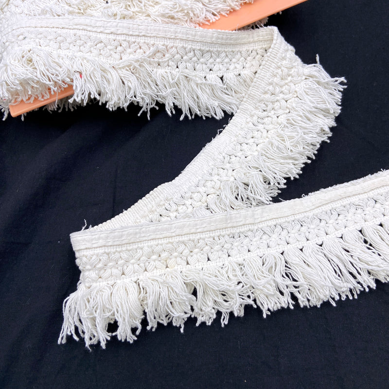 3.5" White | Cotton Fringe Trim