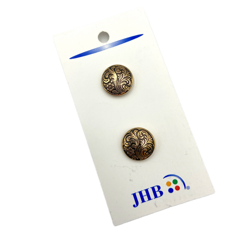 5/8" Gold Plume | Plastic Buttons | Set of 2