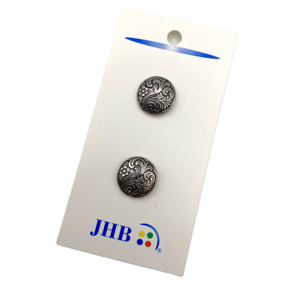 5/8" Silver Plume | Plastic Buttons | Set of 2