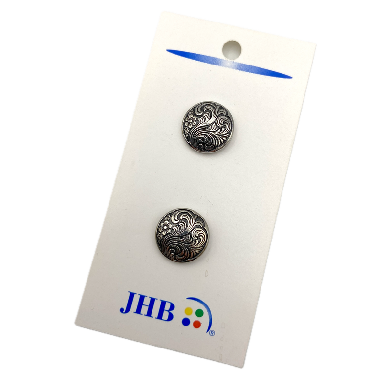 5/8" Silver Plume | Plastic Buttons | Set of 2