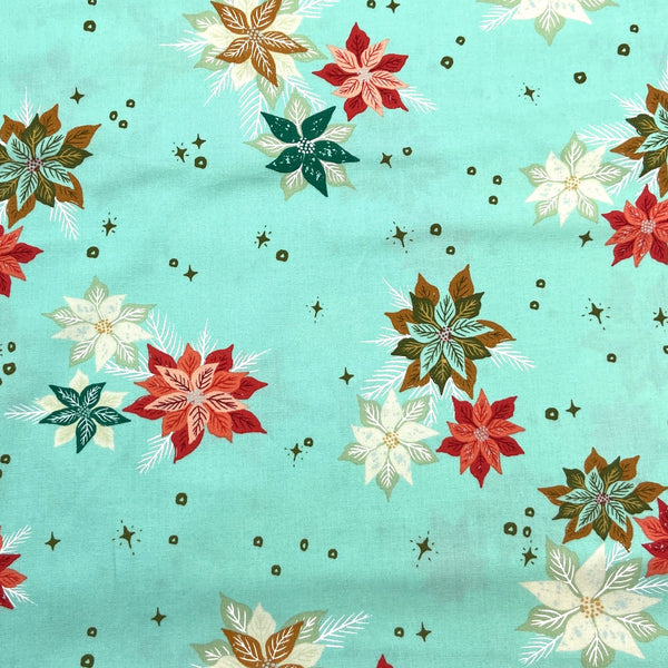 Poinsettia Mix Mint | Cheer and Merriment | Quilting Cotton