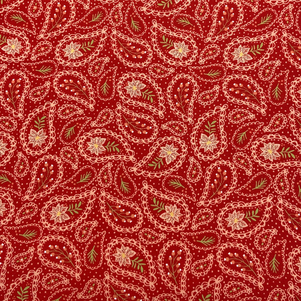 Festive Paisley Poinsettia | Joyful Joyful | Quilting Cotton