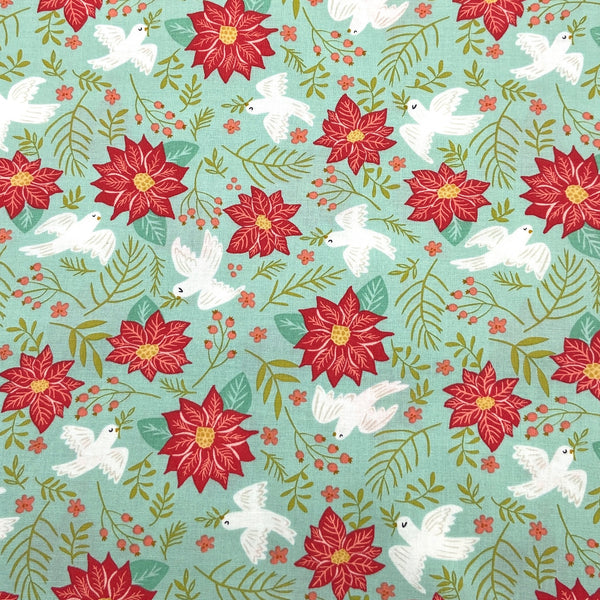 Peace and Poinsettias Sky | Joyful Joyful | Quilting Cotton