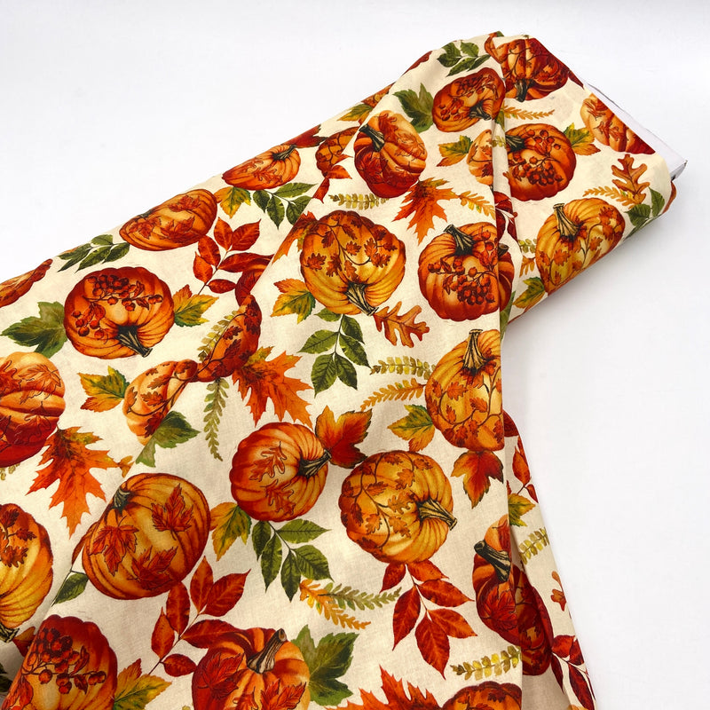 Tossed Pumpkins Cream | Timeless Treasures | Quilting Cotton