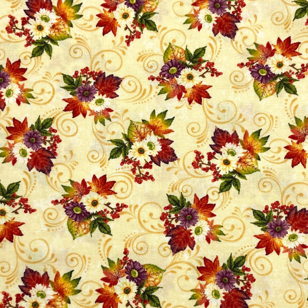 Bouquet Soft Yellow | Pumpkin Harvest | Quilting Cotton