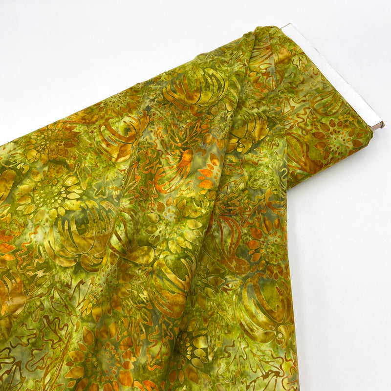 Pumpkin Patch Moss | Celebrate Fall Batiks | Quilting Cotton