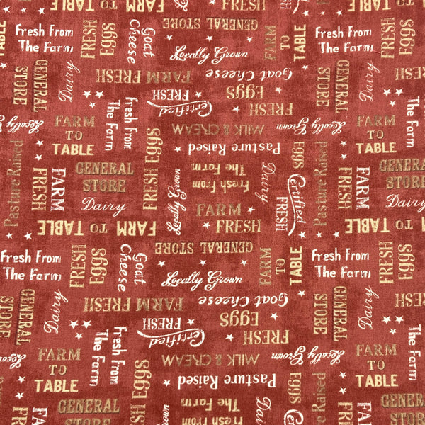 Farm Words Red | Farmhouse Chic | Quilting Cotton