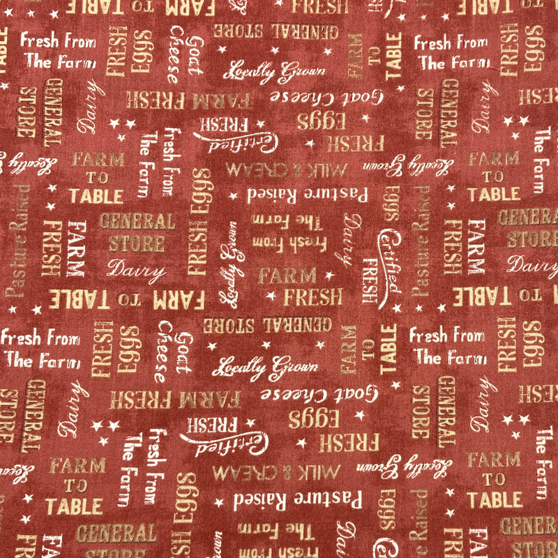 Farm Words Red | Farmhouse Chic | Quilting Cotton