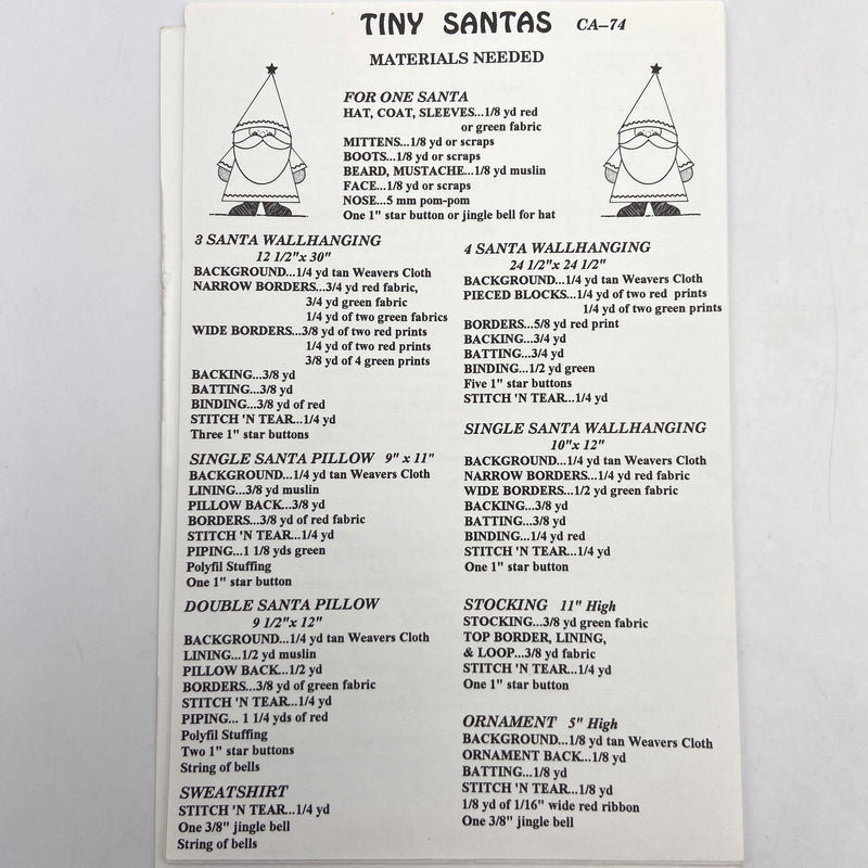 Tiny Santas | Country Appliques | Quilt Pattern