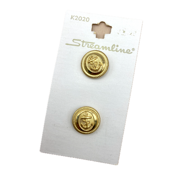 5/8", 3/4" or 7/8" Gold Anchor | Metal Buttons | Choose Your Size