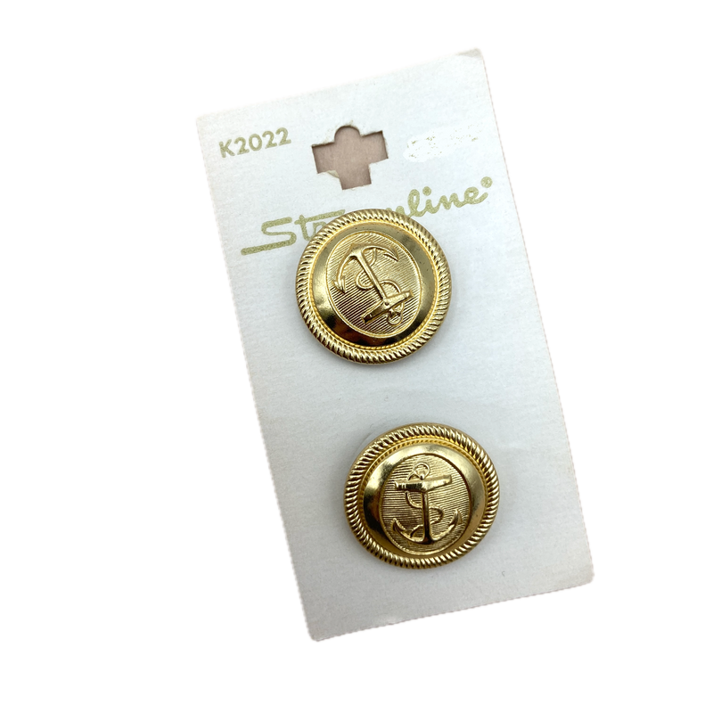 5/8", 3/4" or 7/8" Gold Anchor | Metal Buttons | Choose Your Size