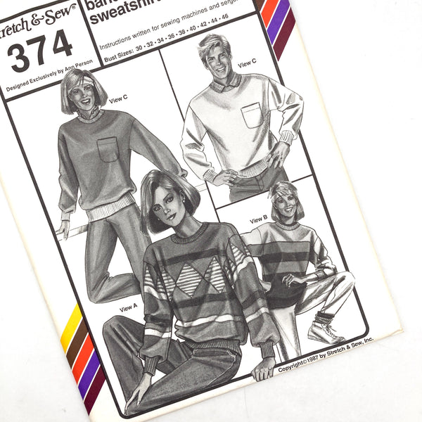 Stretch & Sew 374 | Adult Banded Sweatshirts | Bust Sizes 30-46