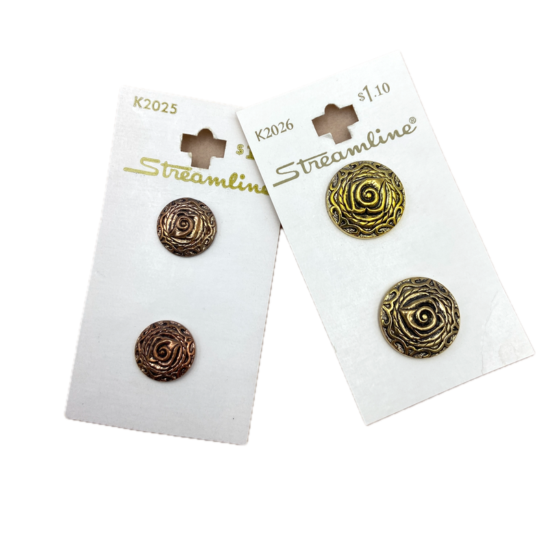 5/8" or 13/16" Gold Rosette | Plastic Buttons | Choose Your Size