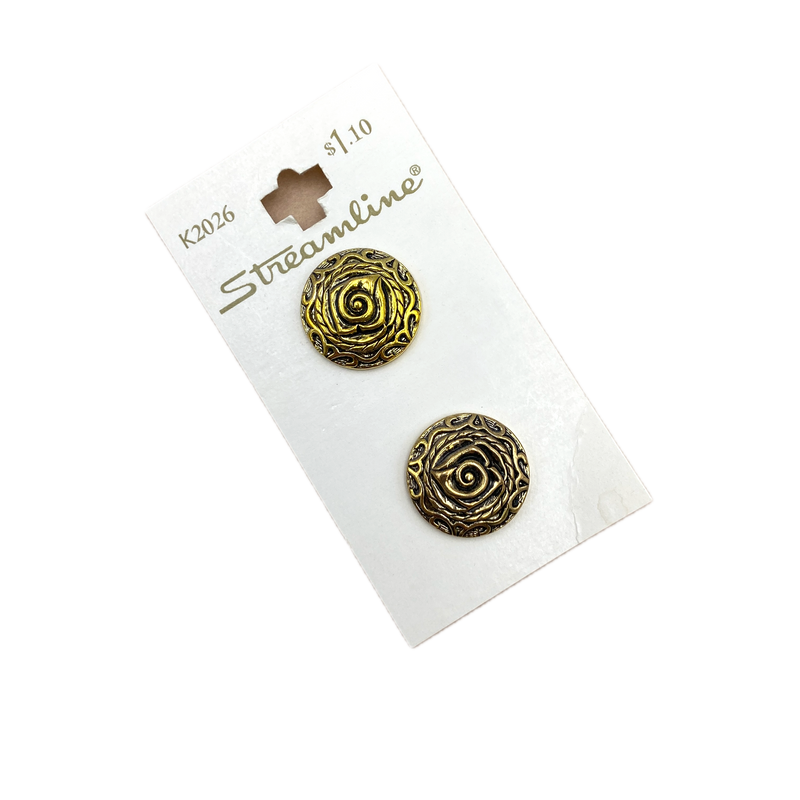 5/8" or 13/16" Gold Rosette | Plastic Buttons | Choose Your Size