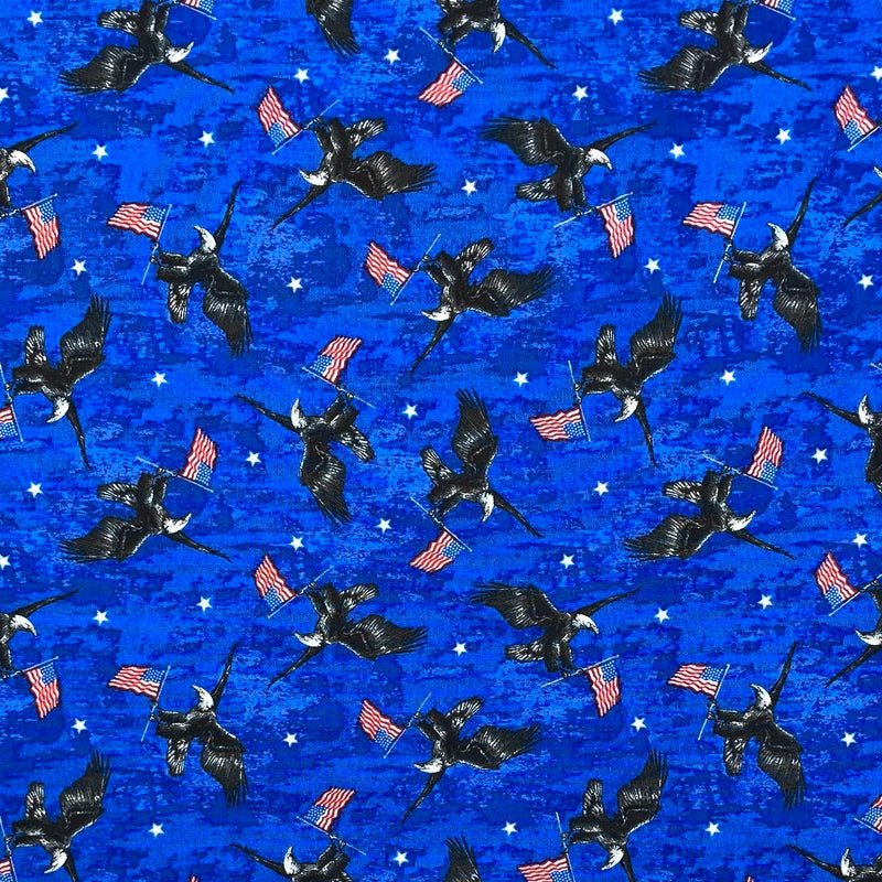 Eagle Flag Blue | Brave & Free | Quilting Cotton