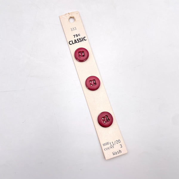 11/20" Merlot | Set of 3 | Plastic Buttons