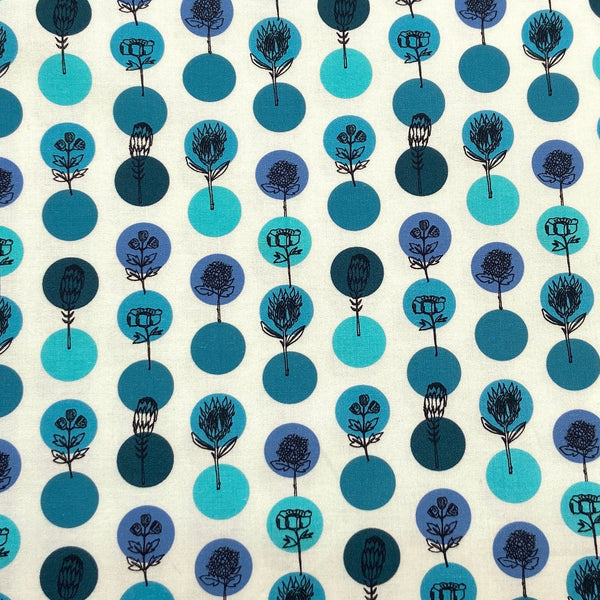 Protea Polkas Teal | Jaye Bird | Quilting Cotton