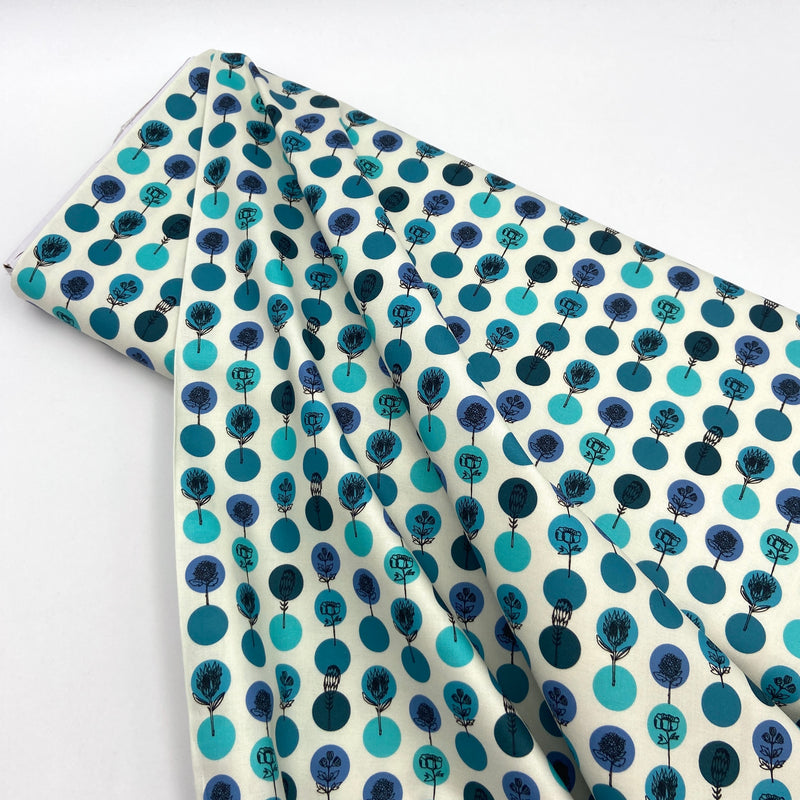 Protea Polkas Teal | Jaye Bird | Quilting Cotton