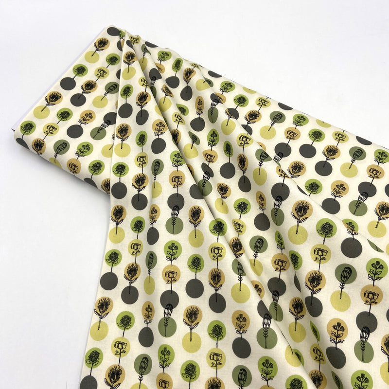 Protea Polkas Chartreuse | Jaye Bird | Quilting Cotton