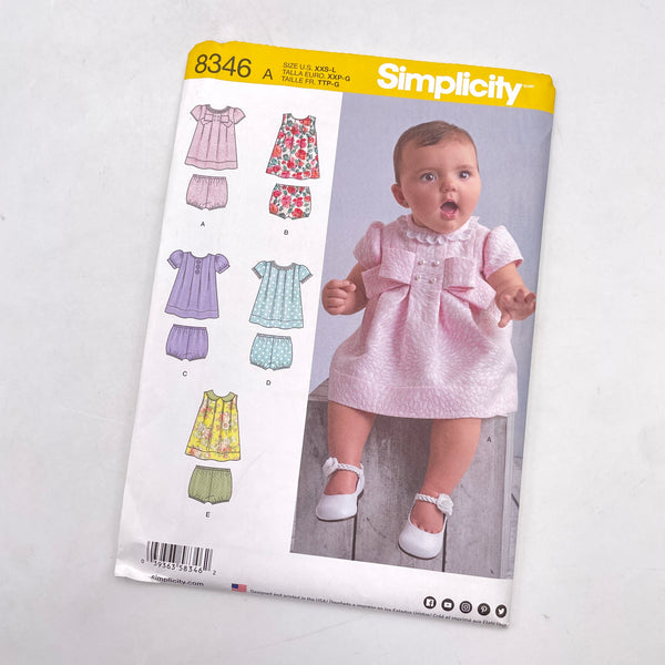 Simplicity 8346 | Infant Dress & Bottoms | Size 0-24 months