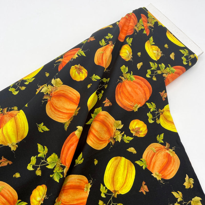 Pumpkin Tumble Black | Fall Splendor | Quilting Cotton