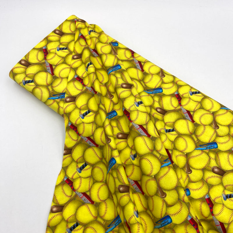 Yellow Softballs | Sports Collection | Quilting Cotton