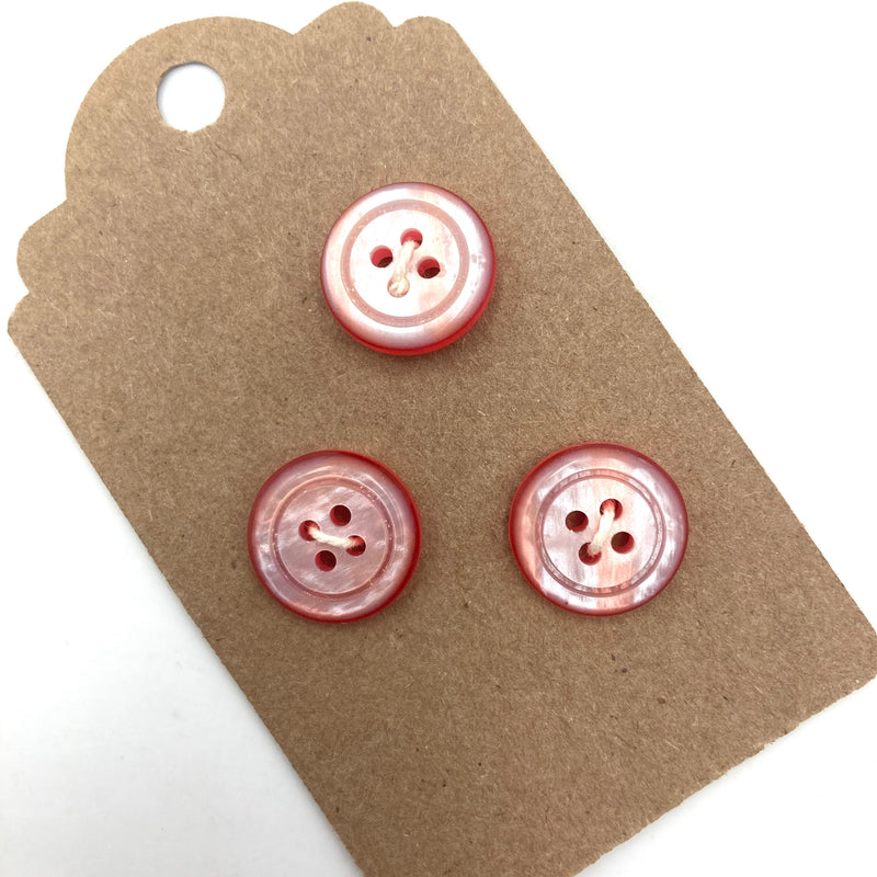 5/8" Pink Shimmer | Plastic Buttons | Set of 3