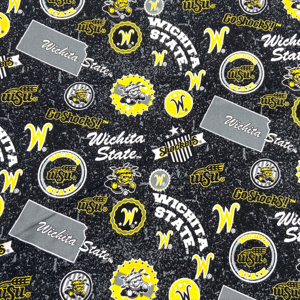 Wichita State Black | College Cotton | Quilting Cotton