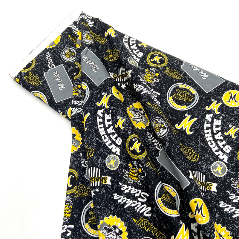 Wichita State Black | College Cotton | Quilting Cotton