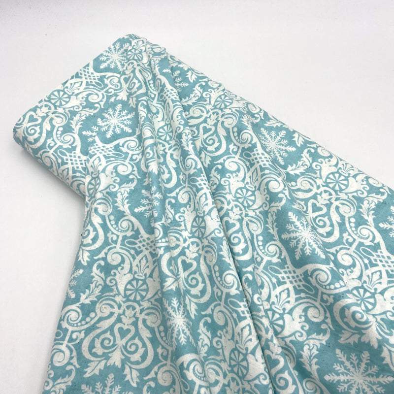 Christmas Damask Glacier | Peppermint Bark | Quilting Cotton