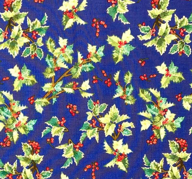 Holly Sprigs Dark Blue | Winter's Eve | Quilting Cotton