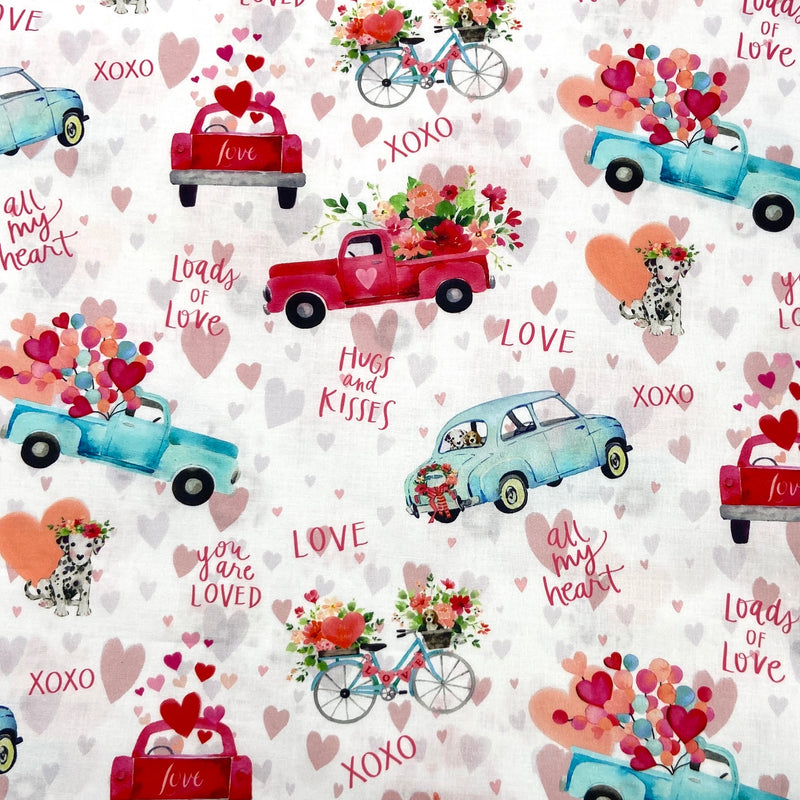 Flower Truck White | XOXO | Quilting Cotton