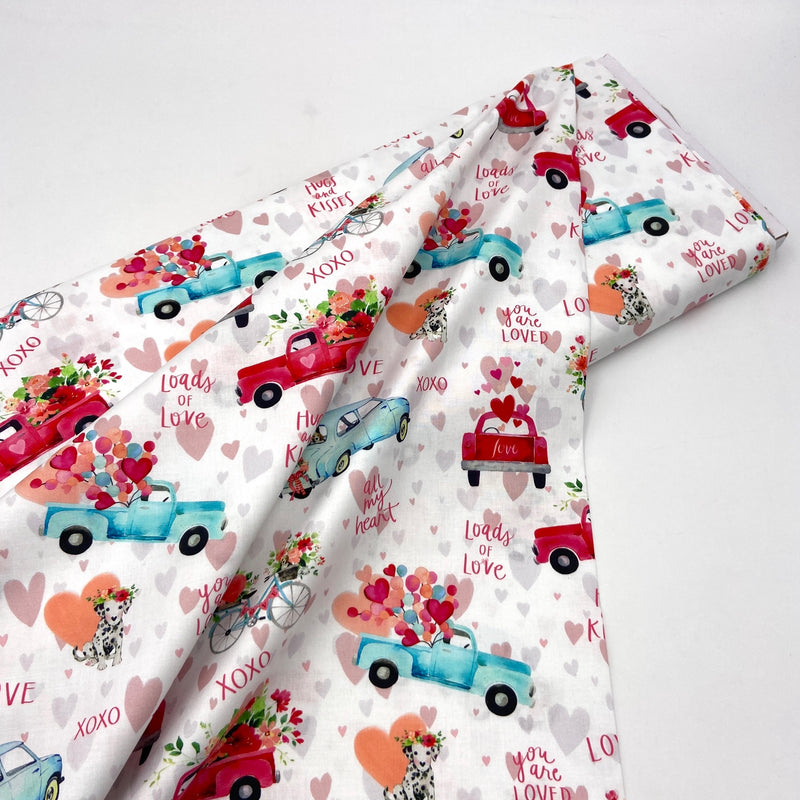 Flower Truck White | XOXO | Quilting Cotton