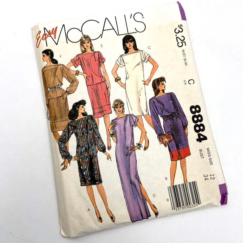 McCall's 8884 | Adult Dress or Top, Skirt and Sash  | Size 12