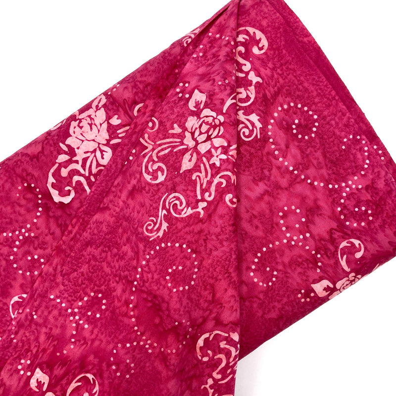 Dark Pink with Light Pink Roses | Banyan Batiks Rose Parade | Quilting Cotton