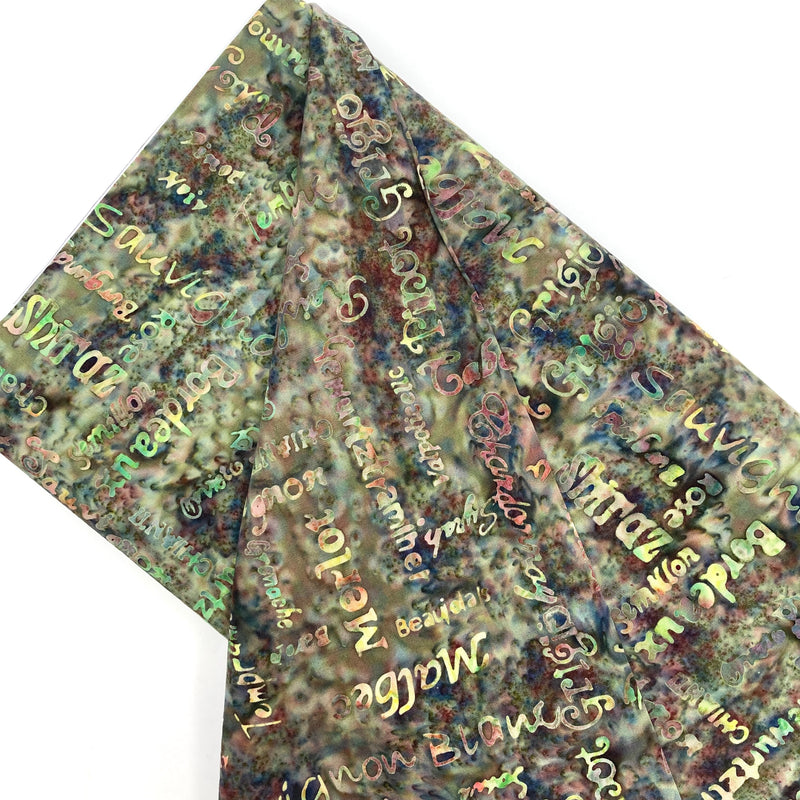 Green Wine Words | Banyan Batiks Vino | Quilting Cotton