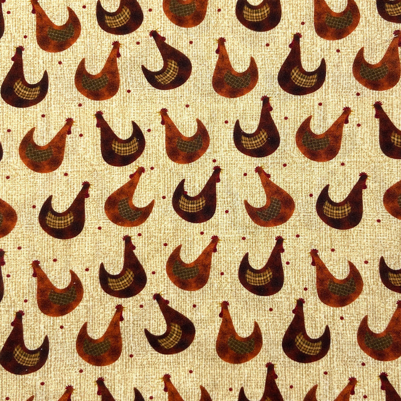 Farm Rooster Beige | Quilt Barn Prints | Quilting Cotton