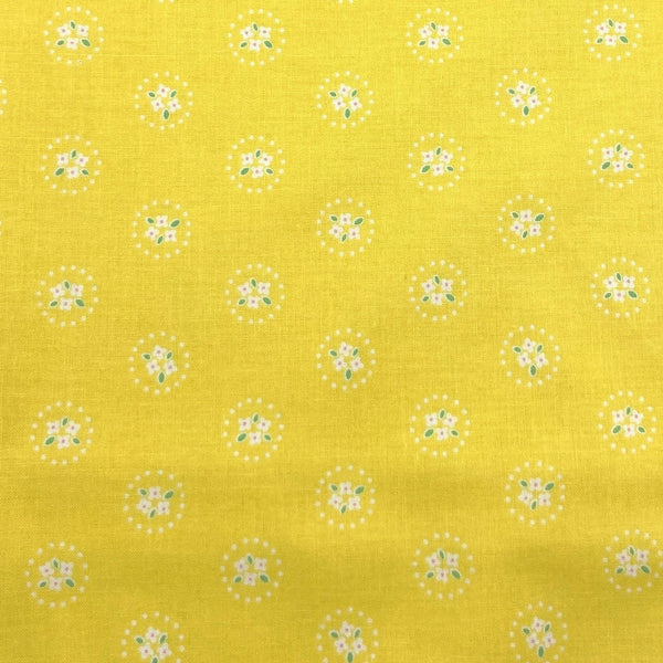 Daisy Chain Yellow | Bluebirds on Roses | Quilting Cotton