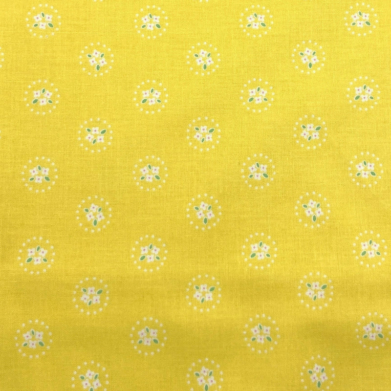 Daisy Chain Yellow | Bluebirds on Roses | Quilting Cotton