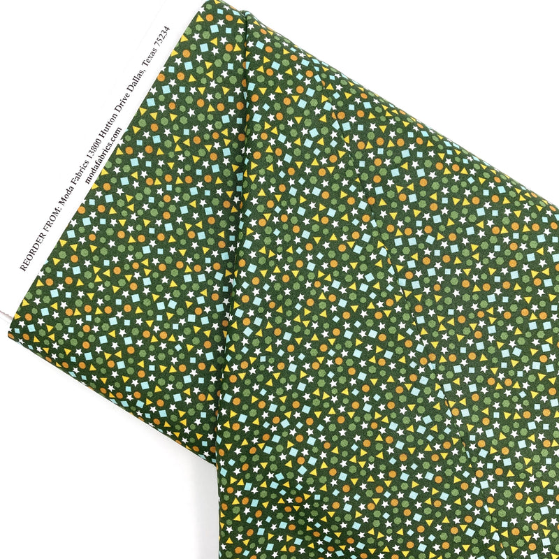 Small Shapes Dark Green | ABC XYZ | Quilting Cotton