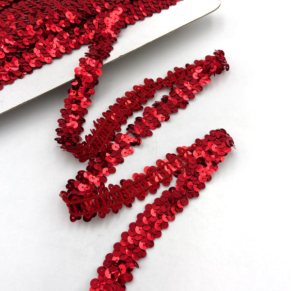 3/4" Red | Sequin Stretch Trim