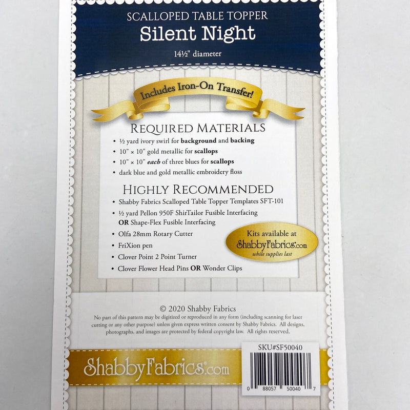 Silent Night | Shabby Fabrics | Quilted Table Topper Pattern